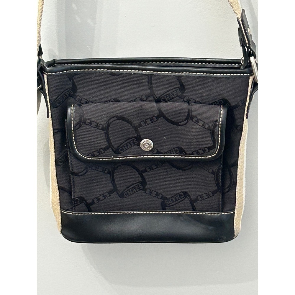 Chaps Est 1978 Black Chain Print Small Crossbody Bag Pocketbook Purse